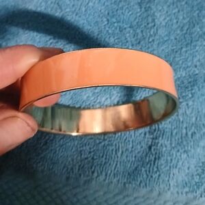 Orange Enamel Bangle Bracelet Brass